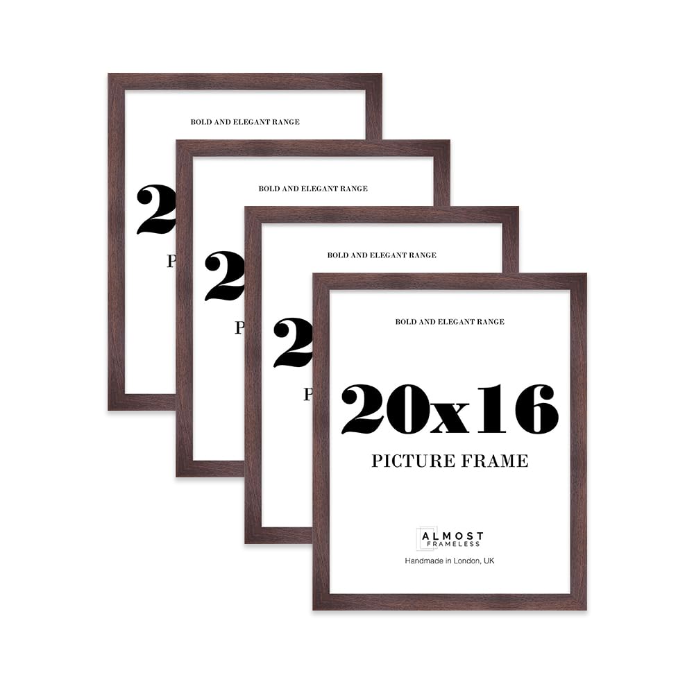 20x16 Picture Frame, Display 20x16 Pictures (40.6 x 50.8cm) Picture Frame for wall Display - Walnut - 4 Pack