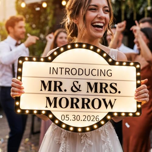 Image of Custom Wedding LED Bottle Service Sign, Personalized Name Marquee Light, Adjustable Brightness Bottle Girl Sign for Wedding Reception Sweetheart Table Engagement Party Anniversary Birthday Decor