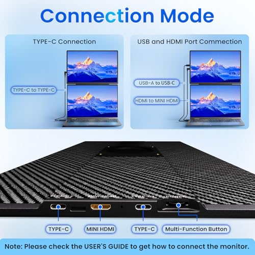 Image of Portable Monitor for Laptop - Laptop Screen Extender HDMI USB C Travel External Display with Stand Gaming Monitor for PC MAC Switch Phone Computer Xbox PS4 /5 - D1
