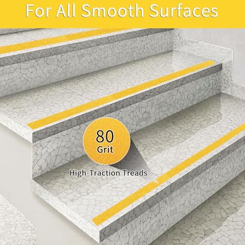 Image of Aluminum Anti-Slip Tape 2 inch x30FT Yellow Ultimate Bathroom & Step Safety for Elderly /Pets - Waterproof Non-Slip Grip for Poolside, Indoor Stairs, Slippery Floors