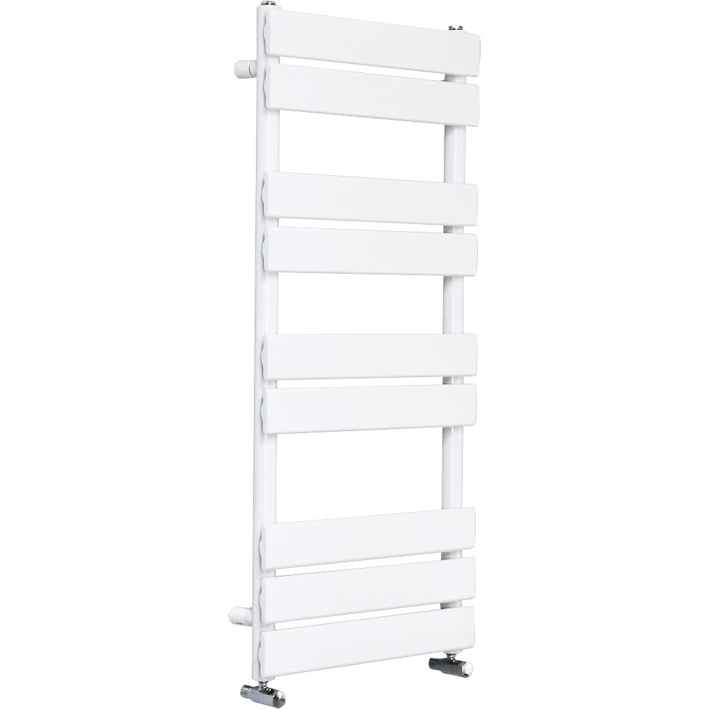 Warmehaus 68mm Pipe Diameter Flat Panel Heated Towel Rail Radiator Ladder Rad 1000 x 450mm Bathroom Central Heating White