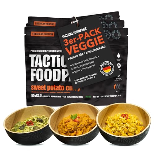 Tactical Foodpack 3er Set - 3 vegane Gefriergetrocknete Mahlzeit für...