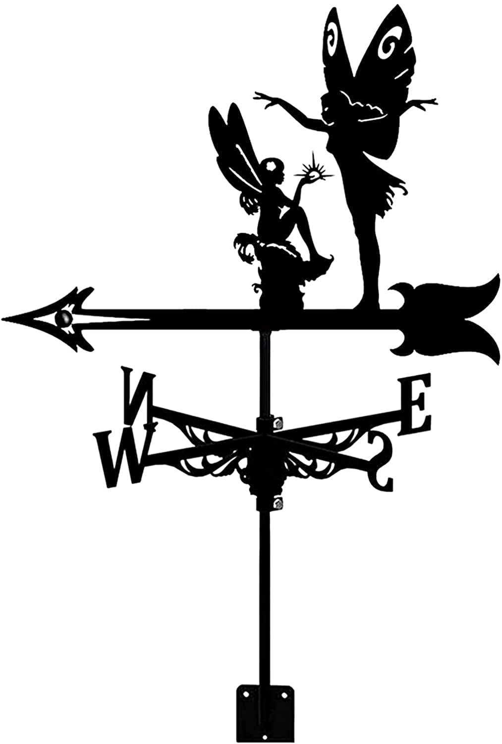 TAXXII wind vane Weathervane,Weathervane Fairy Elves Witch Silhouette Ornament Weather Vane Wind Direction Indicator Farm Scene with Anti-Rust Coating Resistant (C)