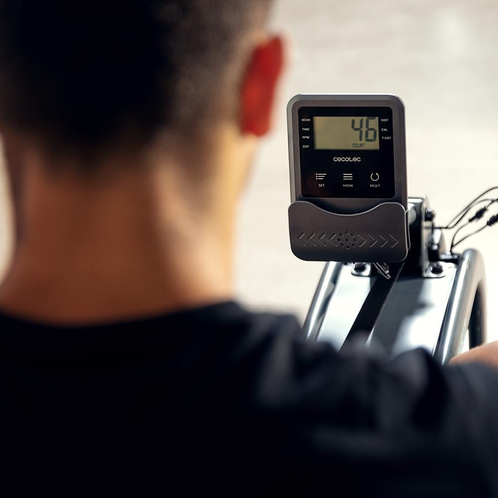 Cecotec Heim-Rudergerät - Wasserwiderstand - Holzoptik Drumfit Rower 20000 Neptun Wood. 13L Tank