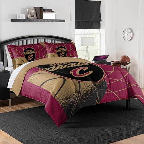 NORTHWEST Cleveland Cavaliers Officially Licensed NBA Comforter Set – Full/Queen & Twin/Twin XL – Soft Bedding with Team Logo & Pillow Shams – Basketball Fan Bedroom Set, Full/Queen