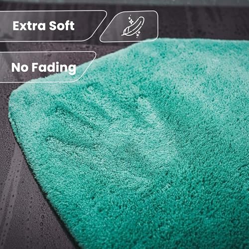 Image of Microfiber Car Cleaning Cloth, 1200 GSM, Large 60x40 Cm Ultra Soft, Super Water Absorbent, Lint Free Twisted Loop Towel for Car, Bike, Household, Drying & Detailing (Green & Grey)