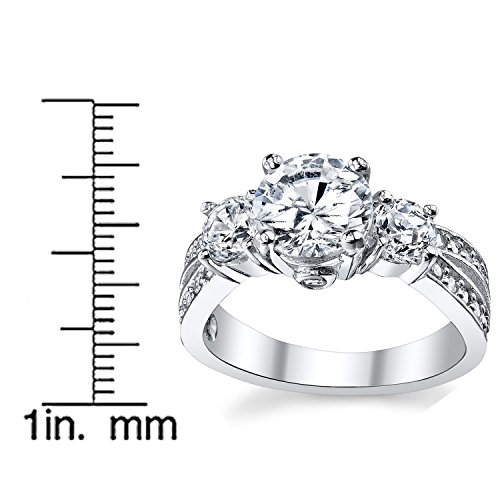 1.50 Carat Round Cubic Zirconia" Past, Present, Future" Sterling Silver 925 Wedding Engagement Ring 4.5