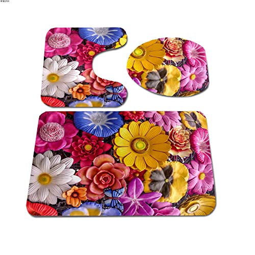 ETGUN Badgarnitur Badematten Set Dreiteilige Badezimmer-Antirutsch-Bodenmatte, Badezimmer-Bodenmatte, absorbierendes…