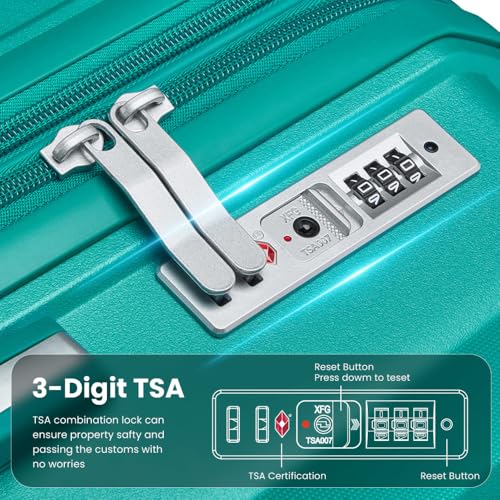 Luggage 4 Piece Sets(14/20/24/28), Hard Shell Lightweight TSA Lock Carry on Expandable Suitcase with Spinner Wheels Travel Set for Men Women (Green + Polypropylene)4