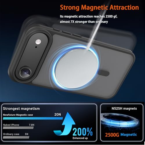 Image of Magnetic for iPhone 17 Air Phone Case, [Compatible with MagSafe], Screen Protector X1, [Military Grade Drop Protection],Matte Finish,Slim,Shockproof,Protective (Black, iPhone 17 AIR)
