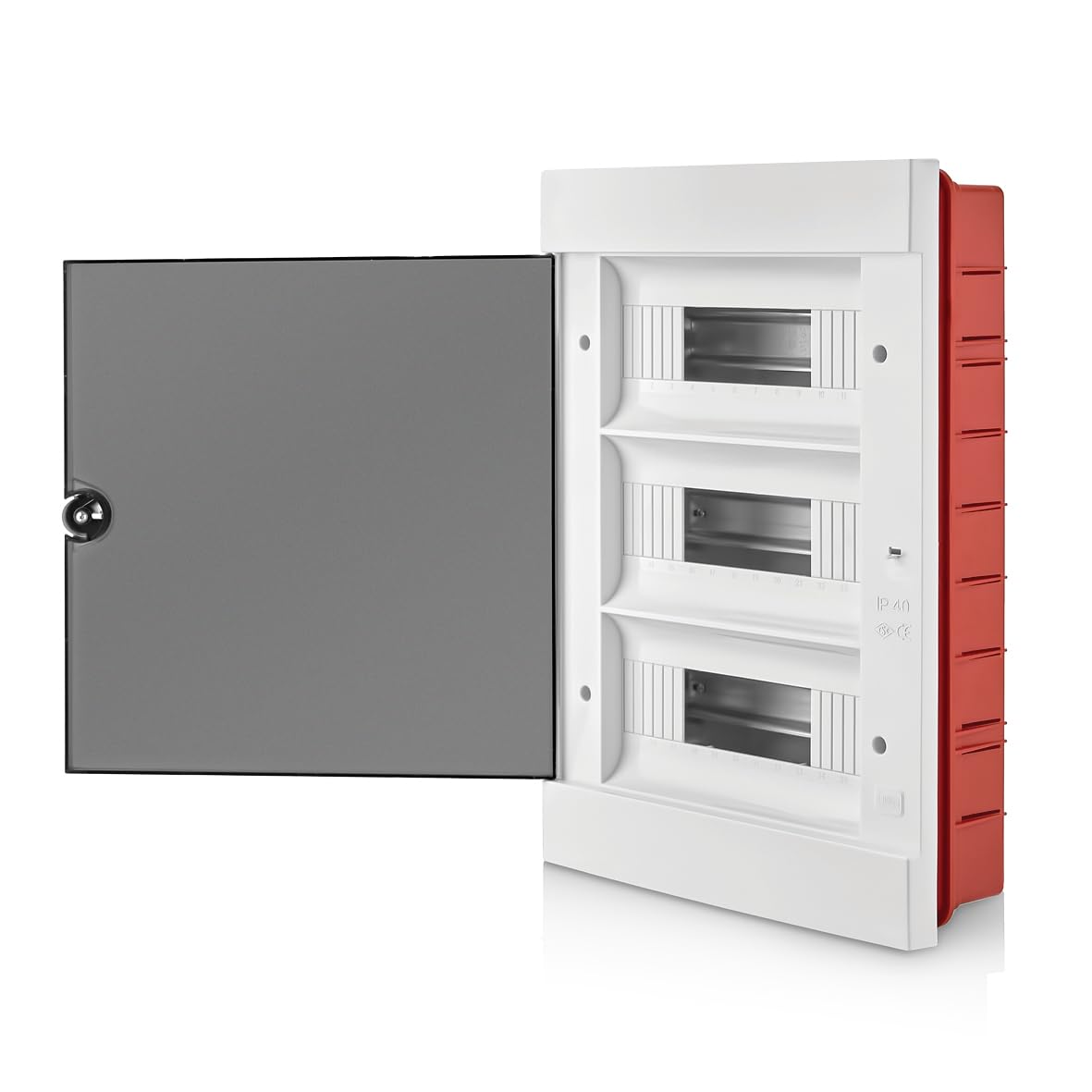 Lion Electric Scatola di distribuzione a incasso, 3 file, 36 moduli, IP40, scatola dei fusibili con porta trasparente, piccolo distributore per montaggio a incasso