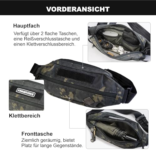 Riñonera táctica para viajes y senderismo MAGFORCE City Traveler negra 3