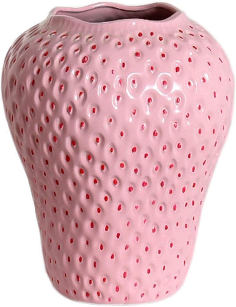 Vase en céramique fraise vintage aux finitions soignées