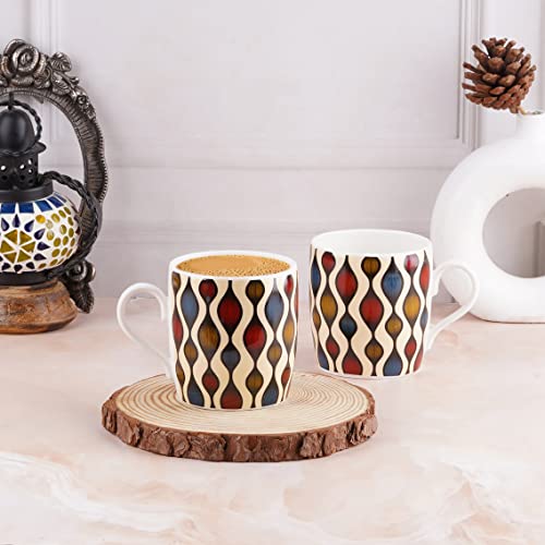 Image of Dandy Lines New Ray Abstract, Ceramic Coffee Mug Set, Pack of 4, Microwave & Dishwasher Safe, Great for Home Use & Gifting