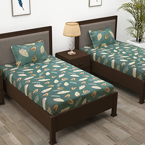 Image of Story@Home 210 TC Spark Collection Single Bedsheet Cotton Combo with 2 Pillow Covers | Grey | Floral (Bedsheet : 145 X 225 cm & Pillow Cover : 40 X 60 cm)