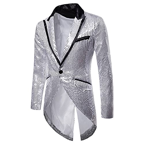 Blazer doré à paillettes pour homme costume de bal élégant taille L Argent1