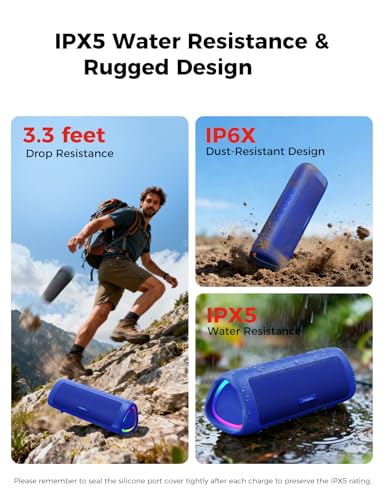 Image of Fun Flicks Karaoke Machine with Wireless Mics, Bluetooth Speaker, RGB Lights, 5 Voice Effects, Portable Sound System for Home, Party, Outdoor, for Kids & Adults (1pcs-Night Blue)