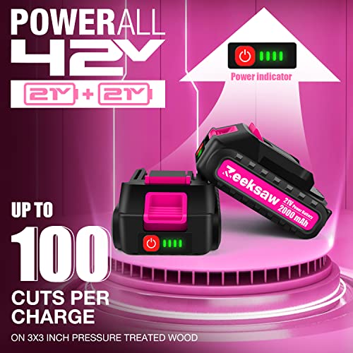 2024 Pink Mini Chainsaw Cordless 6 Inch - Electric Handheld Chainsaw Battery Powered With Power Indicator - Rechargeable Mini Chain Saw For Trees - Portable Small Chainsaw For Women,Time Saver #TOP3