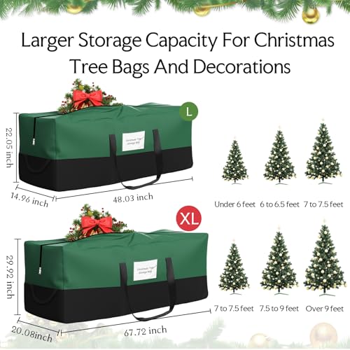 Image of Christmas Tree Storage Bag 8 Ft Artificial Tree 600D Oxford Storage Bag | Waterproof Christmas tree storage bag (48x15x22in) Dual smooth zippers, reinforced handles & label pocket dust /moisture-proof