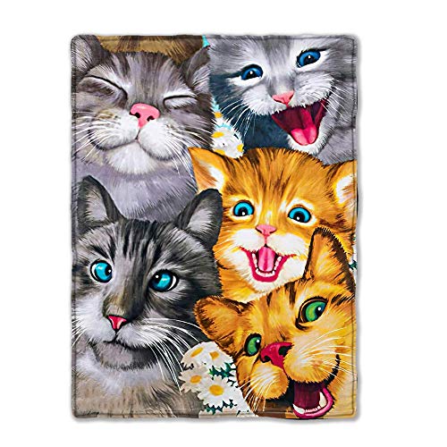 Cute Cats Selfie Fleece Baby Blanket Plush Fuzzy Receiving Blankets for Toddler Infant Newborn Boys and Girls