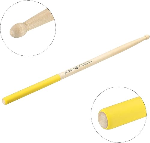 Miniatura 4 de PATIKIL Bastón de madera de arce antideslizante con mango de tambor, envoltura de 7A, amarillo, 2 pares para percusión de instrumentos musicales
