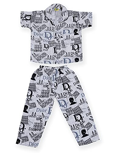 Image of A Little Swag Cotton Printed Night Dress Soft Night Suit Sleepwear Nightwear Set Unisex Kids Wear