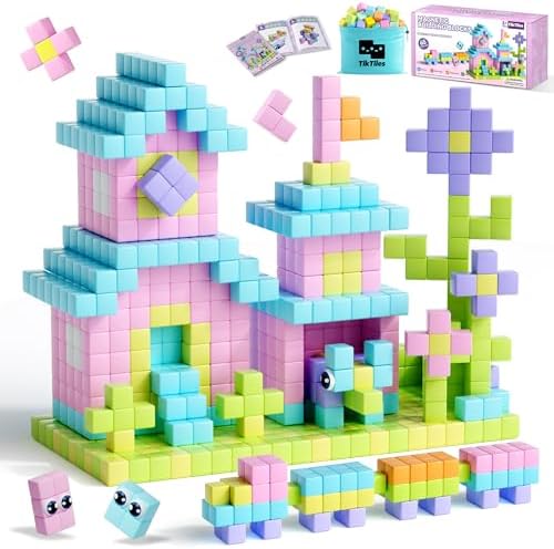 65PCS Magnetic Blocks with Magnet Eyes Toy, Magnetic Building Blocks with Storage Bag for Kids Gifts, STEM Preschool Sensory Magnetic Cubes for Toodlers Boys Girls Ages 3 4 5 6 7 8, Macaron Color