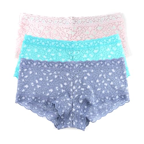 Image of hanky panky - Daily Lace Boyshorts | Women's Underwear, Soft Stretch Fit Panties, Cotton Blend | Sizes (XS-XL), 3 pack
