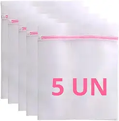 Saco Para Lavar Roupa Kit 5 Peças 40cmx50cm Saquinhos De Proteger Roupas Delicadas Intimas Na Maquina Marca GP Lumos