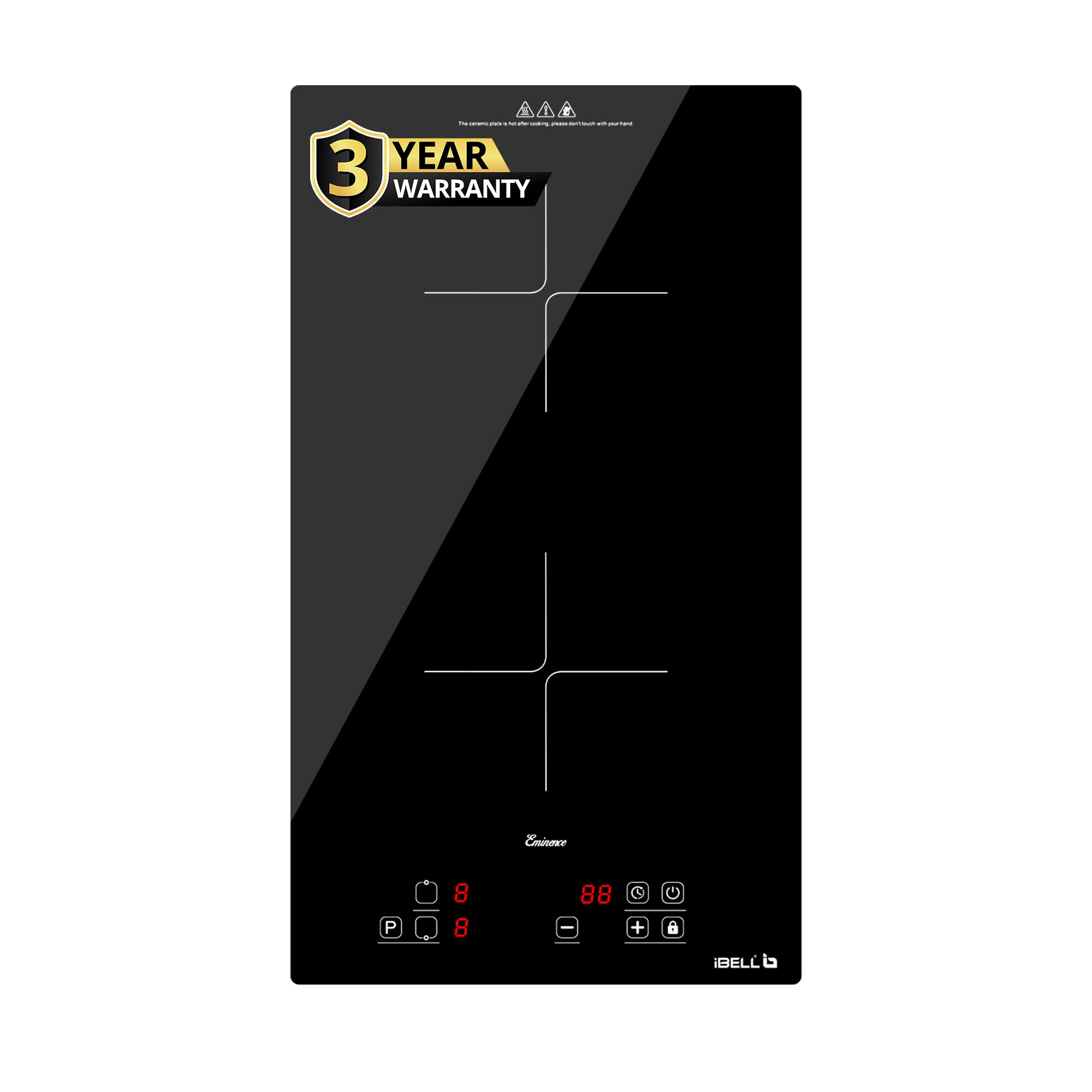 iBELL EMINENCE02 Induction Hob, Electric, 3500W, with 2 Heating Zones, Toughen Glass and Touch Controls (Black)-image-5