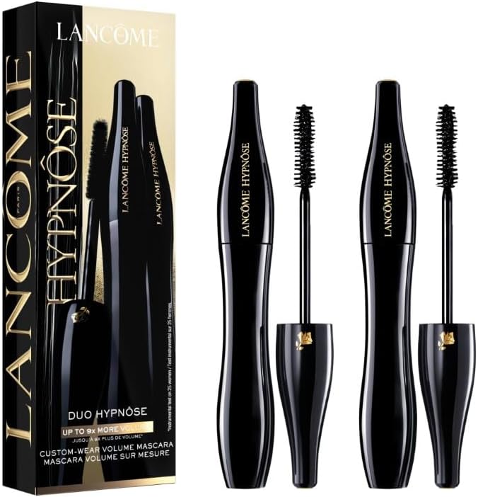 Lancôme Hypnôse Drama Extreme Volumising Mascara, Up to 17x Volume with 24-Hour Wear, Buildable Nourishing Formula, Oversized S-Shaped Brush, No Smudge, Intense Colour, (Full, Travel of Gift Set)