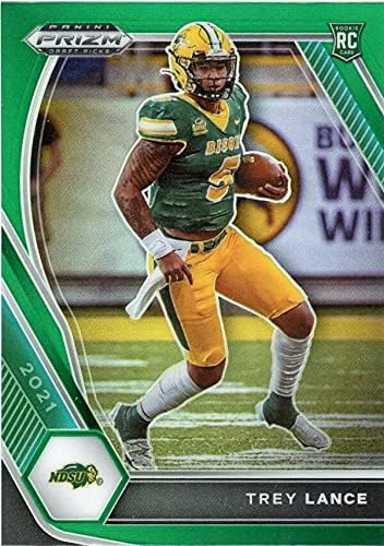 2021 PANINI PRIZM DRAFT PICKS PRIZMS GREEN #120 TREY LANCE NORTH DAKOTA STATE BISON - SAN FRANCISCO 49ERS FOOTBALL