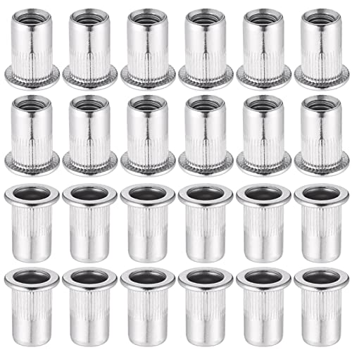 Hejo 60 Piezas Tuercas Remachables M8, Tuercas de Cabeza Plana de Acero inoxidable 304, Inserto Roscado, Tuerca Roscada para Remaches Roscados, Remachadora