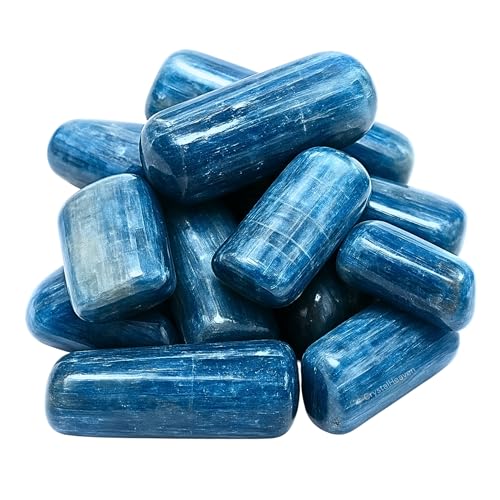 Image of Certified Kyanite Crystal Healing Tumbled Stone, Natural Polished Crystals for DIY Crafts, Manifestation, Meditation, Pooja Feng Shui and Reiki Healing (30 Grams)