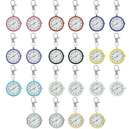 Montre gousset infirmière lot de 22 avec porte-clés à quartz cadran lisible