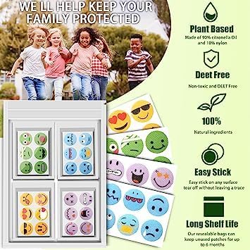 Ncry Mosquito Patches, Mosquito Sticker for Kids Adults, Natural Citronella Patches, Bug Insect Repellent Patches for Kids & Adults, Natural Plant Extraction. (Emoji, 36) 2