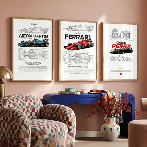 Image of kotart Big Sports Cars Framed Posters Gift Items for Boys Room Wall Decoration Bedroom Living Room Office Studio Decor | Car Poster Frame for Wall Decor Set Of 3 Size | Design 946 Beige (14x20 Inch)