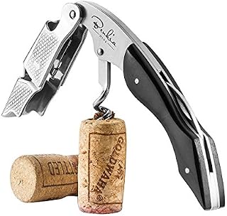 Benkia Wine Bottle Opener - Professional Stainless Steel Waiters Friend Black Wooden with Foil Cutter - Corkscrew Wine Opener