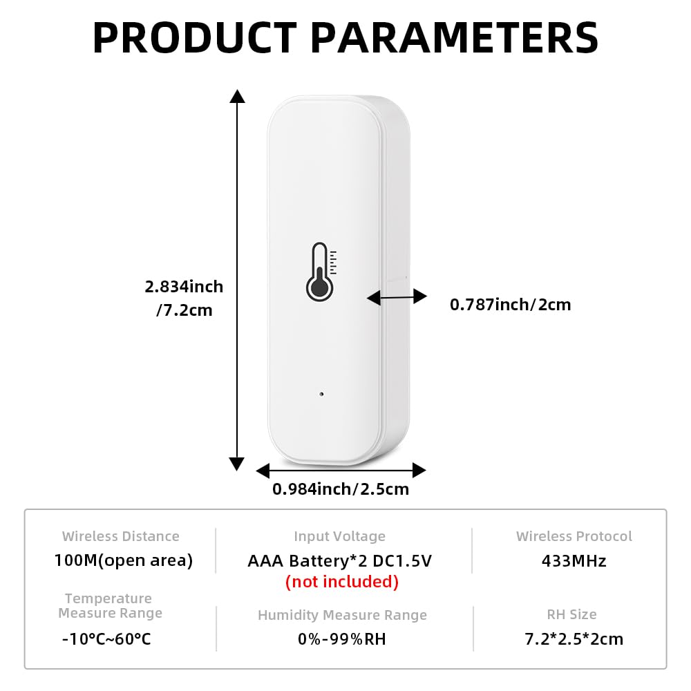 Kits de sensores de temperatura Wi-Fi, kit de termómetro e higrómetro inteligente TUYA con 2 sensores inalámbricos, monitor inteligente de temperatura y humedad con notificaciones en la aplicación