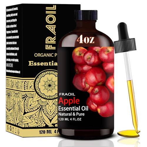 Apple Essential Oil Apple Oil 4 Fl Oz 120ML for Diffuser Humidifier Yoga Cleaning DIY Candle Soap Making Perfume Gift for Women Essential Oils FRAOIL (Apple 4 Fl Oz (Pack of 1))