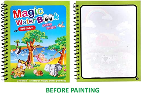 Image of Reusable Magic Water Quick Dry Coloring Books for Kids Colouring Doodle Pen Water Painting Book for Children Education Drawing Pad Kids Learning /Fun Books (Random Designs) - No Colors Required