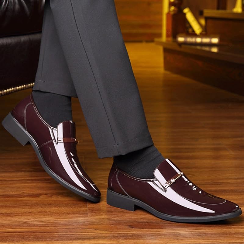 Men's Patent Leather Formal Business Oxford Dress Shoes Comfortable Wide Round Toe Lug Sole Formal Business Work Shoes Non-Slip Soft Bottom Casual Shoes2