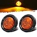 Partsam 2pcs Amber Led Light Trailer 2" Round,w/Plug & Grommet Marker 4 LED