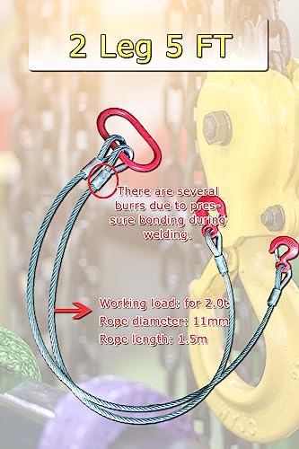 Yanborui YANBORUI-WIRE-2LEG-111 Wire Rope Sling Two Leg 1/2Inch X 5 Ft 4410Lb 2.0Ton Chain Hoist Lift Sling Straps Double Leg thumb #4