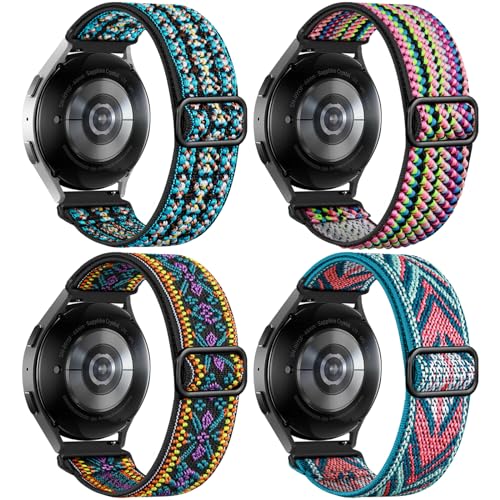 DaQin 4 Pack Stretchy Bands Compatible with Samsung Galaxy Watch 7 Band 6 5 4 FE 40mm 44mm, Galaxy Watch 5 Pro/Watch 6 4 Classic Band/Active 2, 20mm Soft Nylon Sport Strap for Samsung Watch Band Women by DaQin - Used condition - US$13.33