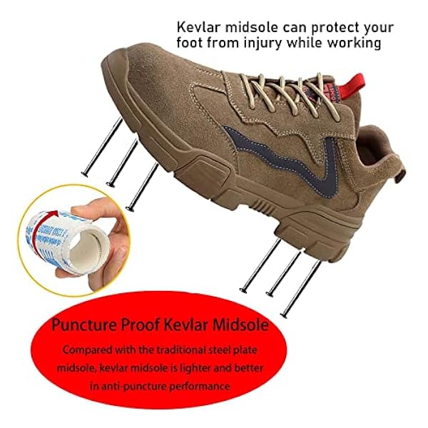 Dames Stalen Neus Schoenen Sportieve Sneaker,Veiligheidsschoenen Met Stalen Cap Beschermt De Voeten Tegen Vallende Of Rollende Voorwerpen,Khaki A▁38