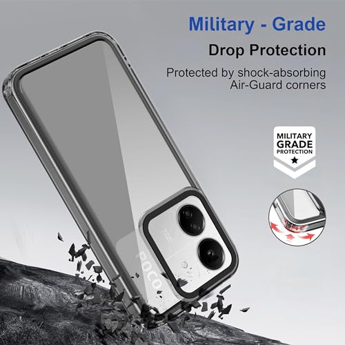 Image of Zapcase Back Case Cover for Poco C65 | Compatible for Poco C65 Back Cover | Case Cover with Camera Protection | (TPU + PC | Translucent Black)