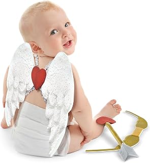 Wings, Felt Bow, & Plush Arrow Cupid Costume (Infant Size) 1 Kit - Breathable & Soft Material, Perfect for Baby's First Valentine's Day or Photoshoot