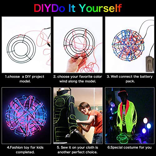 Lychee El Wire Neon Glowing Strobing Electroluminescent Light El Wire W/ Battery Pack For Parties, Halloween Decoration (Ice Blue, 15Ft) #TOP6
