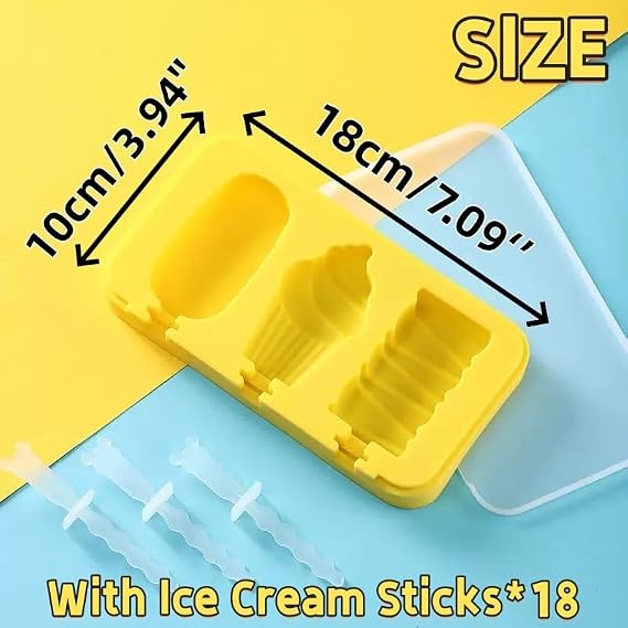3 Pcs Popsicles Molds Bpa Free,Cute Versatile Ice Pop Silicone Popsicle Molds For Toddlers and kids.Homemade Frozen,Popsicle Maker Mold Set Easy to Unmold (3 PCS (fruit*1+love*1+ice cream*1))